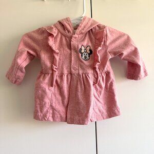 Disney Baby Girl Minnie Mouse Pink Hooded Jacket Buttons 0-3M